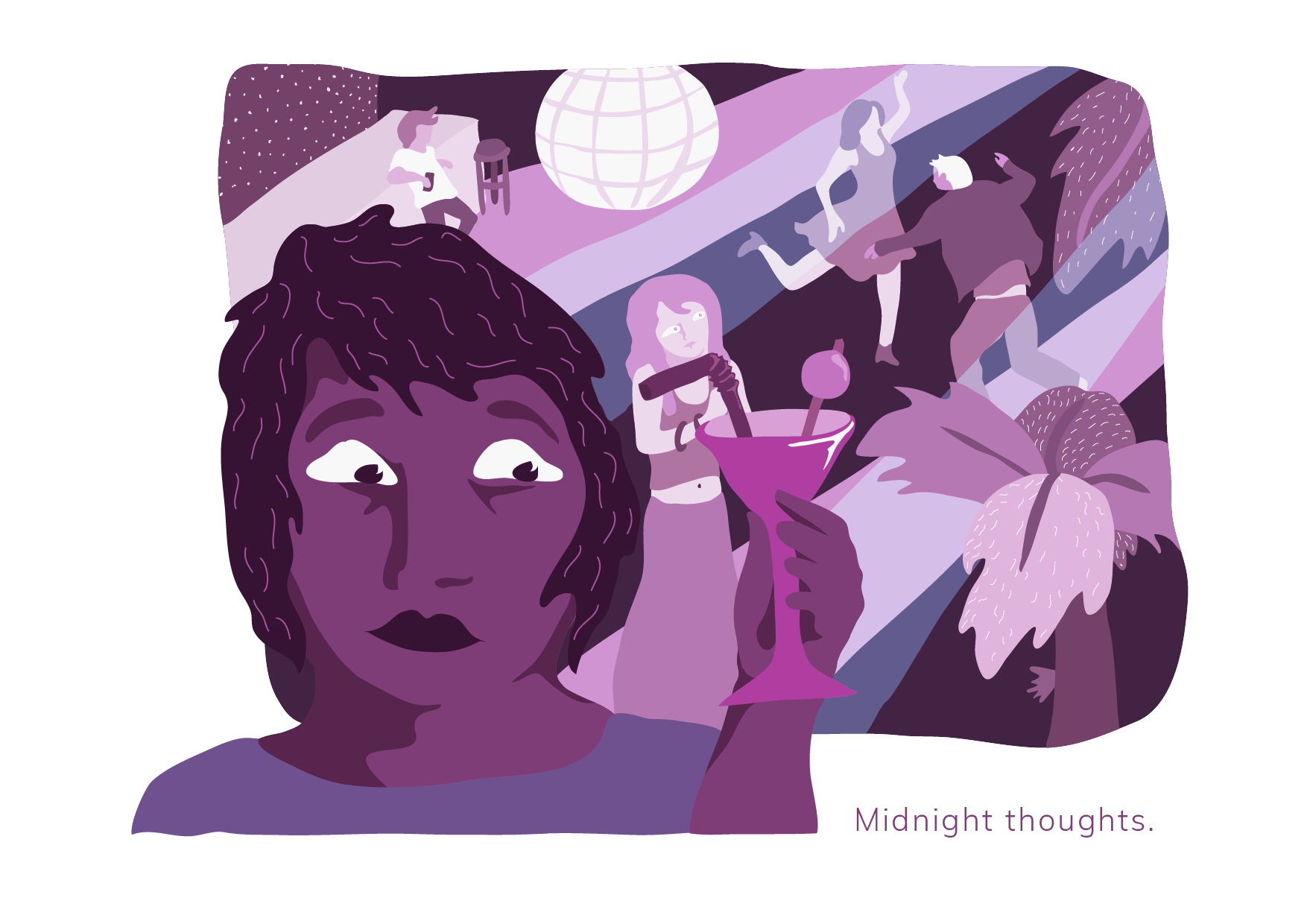 illustration scene of midnight thougts